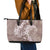 Polynesia Hammerhead Shark Tattoo With Plumeria Lei Leather Tote Bag