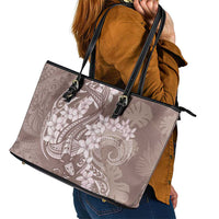 Polynesia Hammerhead Shark Tattoo With Plumeria Lei Leather Tote Bag