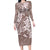 Polynesia Hammerhead Shark Tattoo With Plumeria Lei Long Sleeve Bodycon Dress