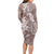 Polynesia Hammerhead Shark Tattoo With Plumeria Lei Long Sleeve Bodycon Dress