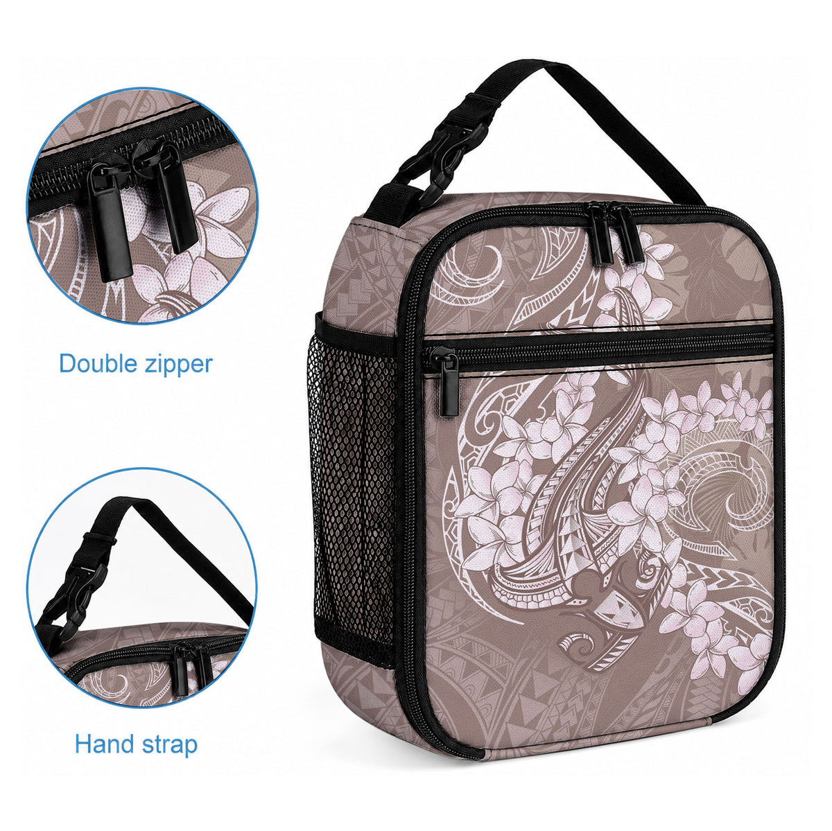 Polynesia Hammerhead Shark Tattoo With Plumeria Lei Lunch Bag LT14 - Polynesian Pride