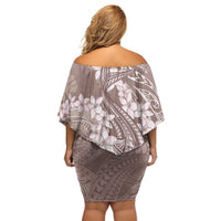 Polynesia Hammerhead Shark Tattoo With Plumeria Lei Off Shoulder Short Dress
