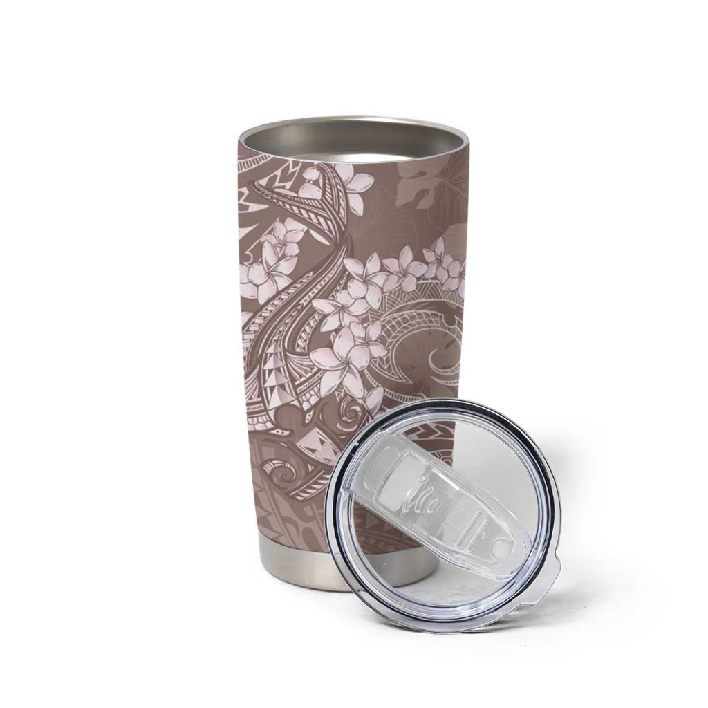 Polynesia Hammerhead Shark Tattoo With Plumeria Lei Tumbler Cup