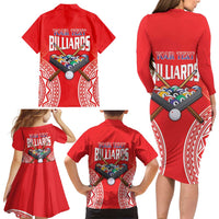 Personalised Taiwan Billiards Family Matching Long Sleeve Bodycon Dress and Hawaiian Shirt Eight-ball Pool Polynesia Tattoo LT14 - Polynesian Pride