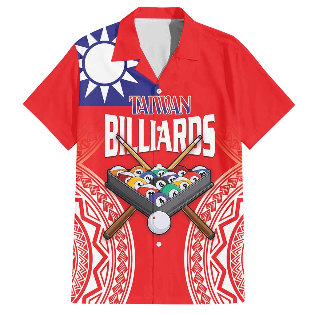 Personalised Taiwan Billiards Family Matching Long Sleeve Bodycon Dress and Hawaiian Shirt Eight-ball Pool Polynesia Tattoo LT14 Dad's Shirt - Short Sleeve Red - Polynesian Pride