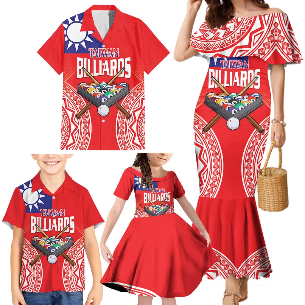 Personalised Taiwan Billiards Family Matching Mermaid Dress and Hawaiian Shirt Eight-ball Pool Polynesia Tattoo LT14 - Polynesian Pride