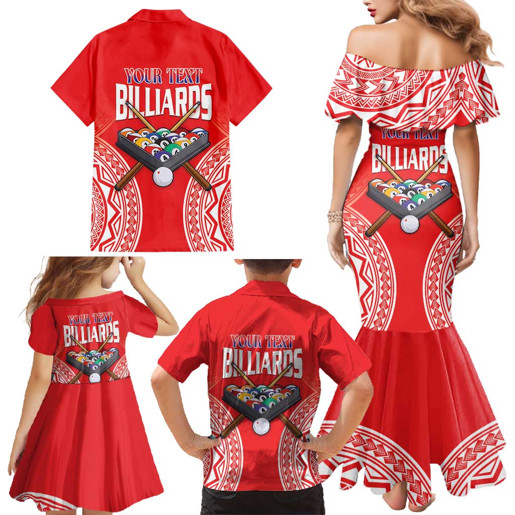 Personalised Taiwan Billiards Family Matching Mermaid Dress and Hawaiian Shirt Eight-ball Pool Polynesia Tattoo LT14 - Polynesian Pride