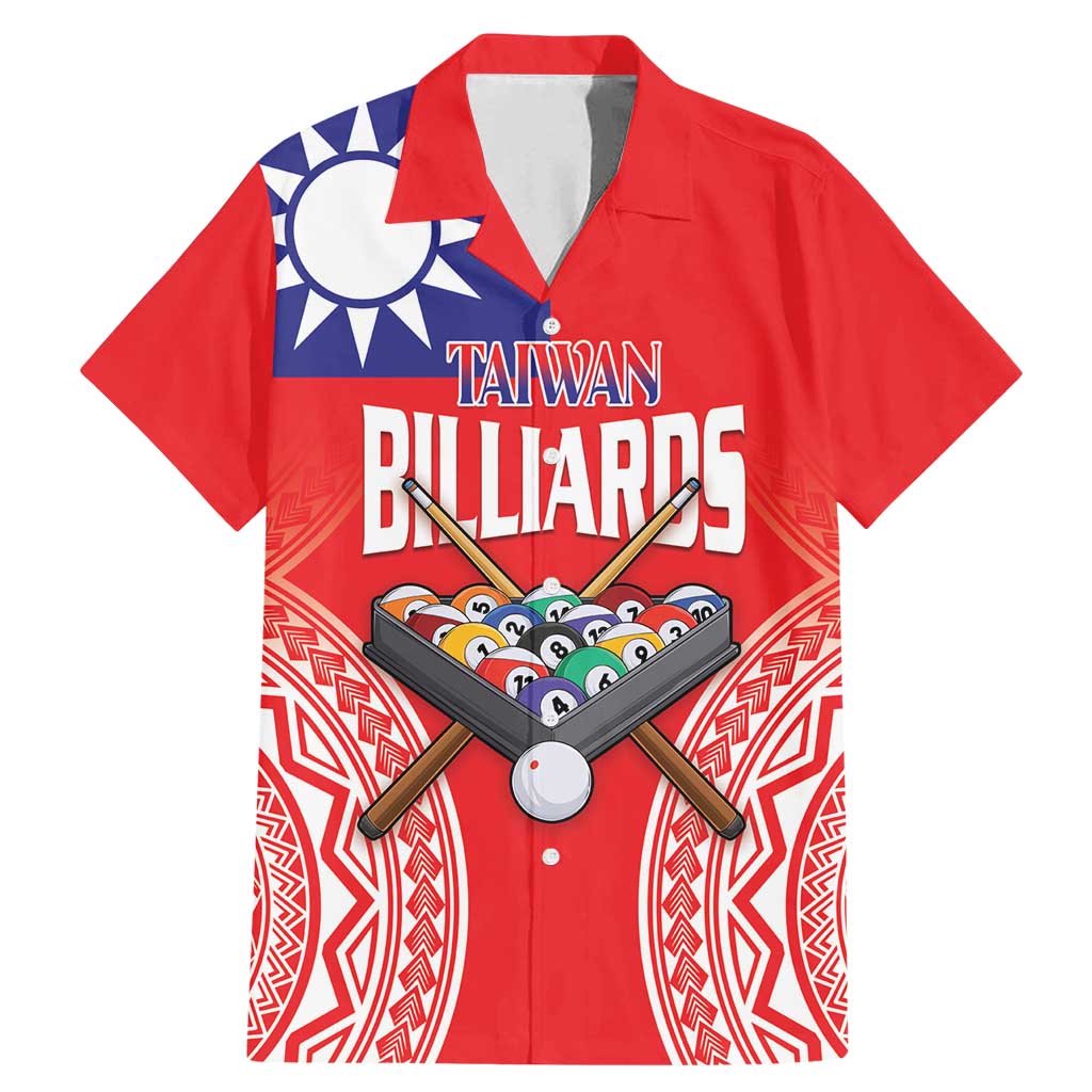 Personalised Taiwan Billiards Family Matching Mermaid Dress and Hawaiian Shirt Eight-ball Pool Polynesia Tattoo LT14 Dad's Shirt - Short Sleeve Red - Polynesian Pride