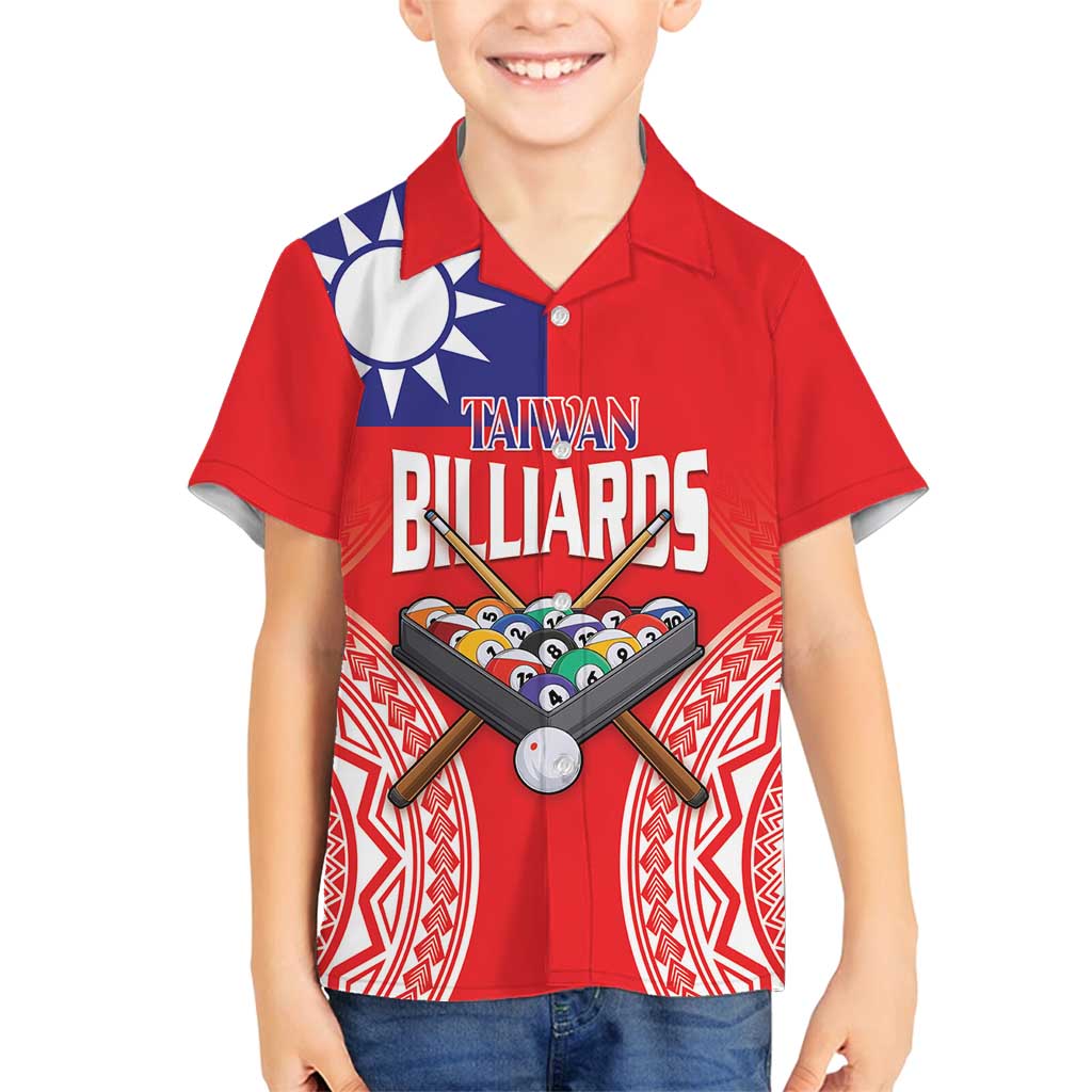 Personalised Taiwan Billiards Family Matching Off Shoulder Short Dress and Hawaiian Shirt Eight-ball Pool Polynesia Tattoo - Polynesian Pride