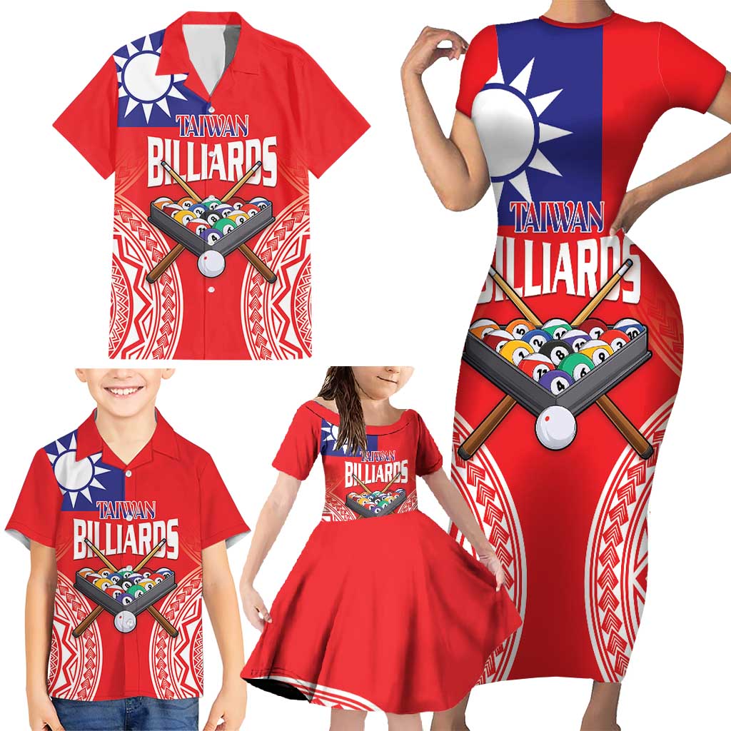 Personalised Taiwan Billiards Family Matching Short Sleeve Bodycon Dress and Hawaiian Shirt Eight-ball Pool Polynesia Tattoo LT14 - Polynesian Pride