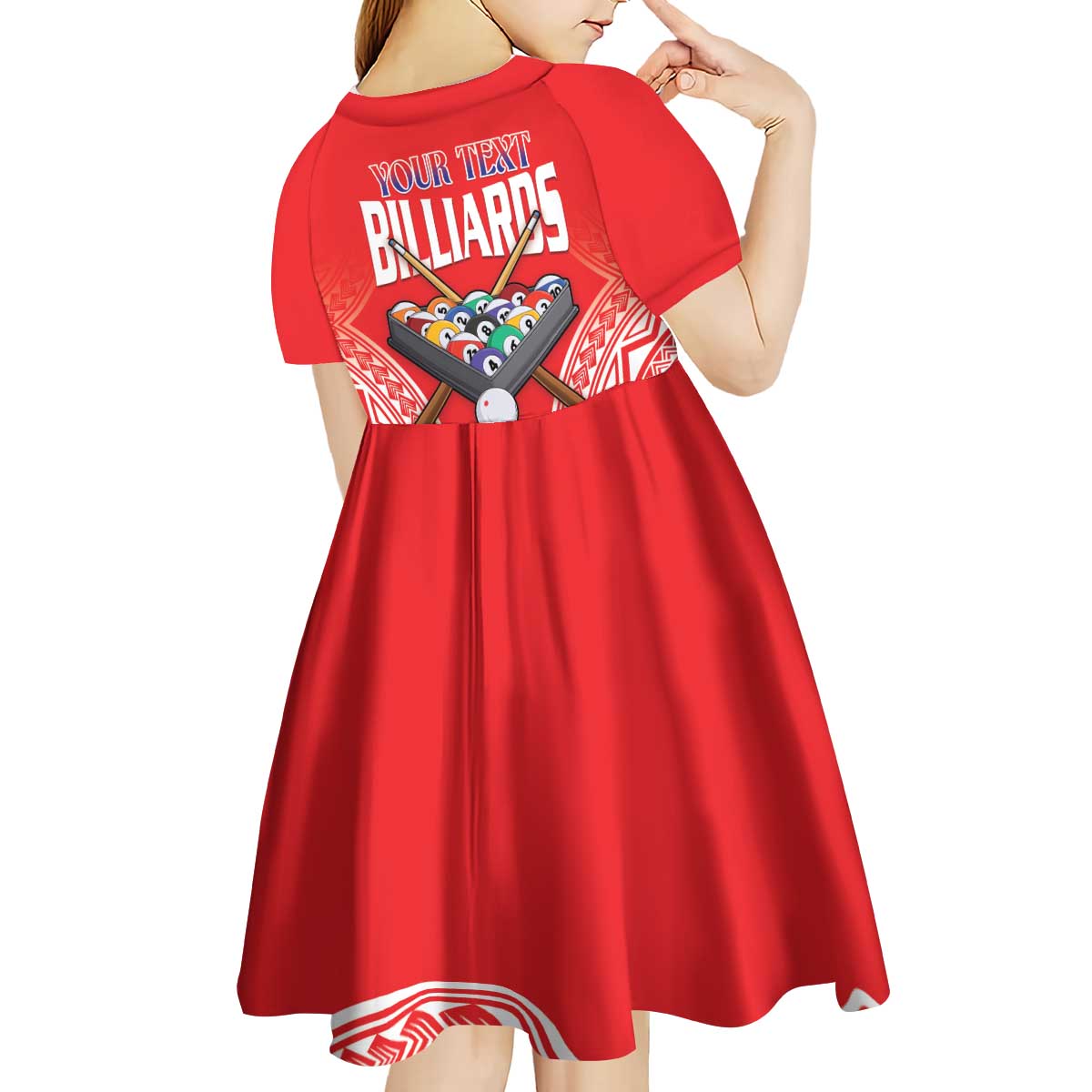 Personalised Taiwan Billiards Kid Short Sleeve Dress Eight-ball Pool Polynesia Tattoo - Polynesian Pride