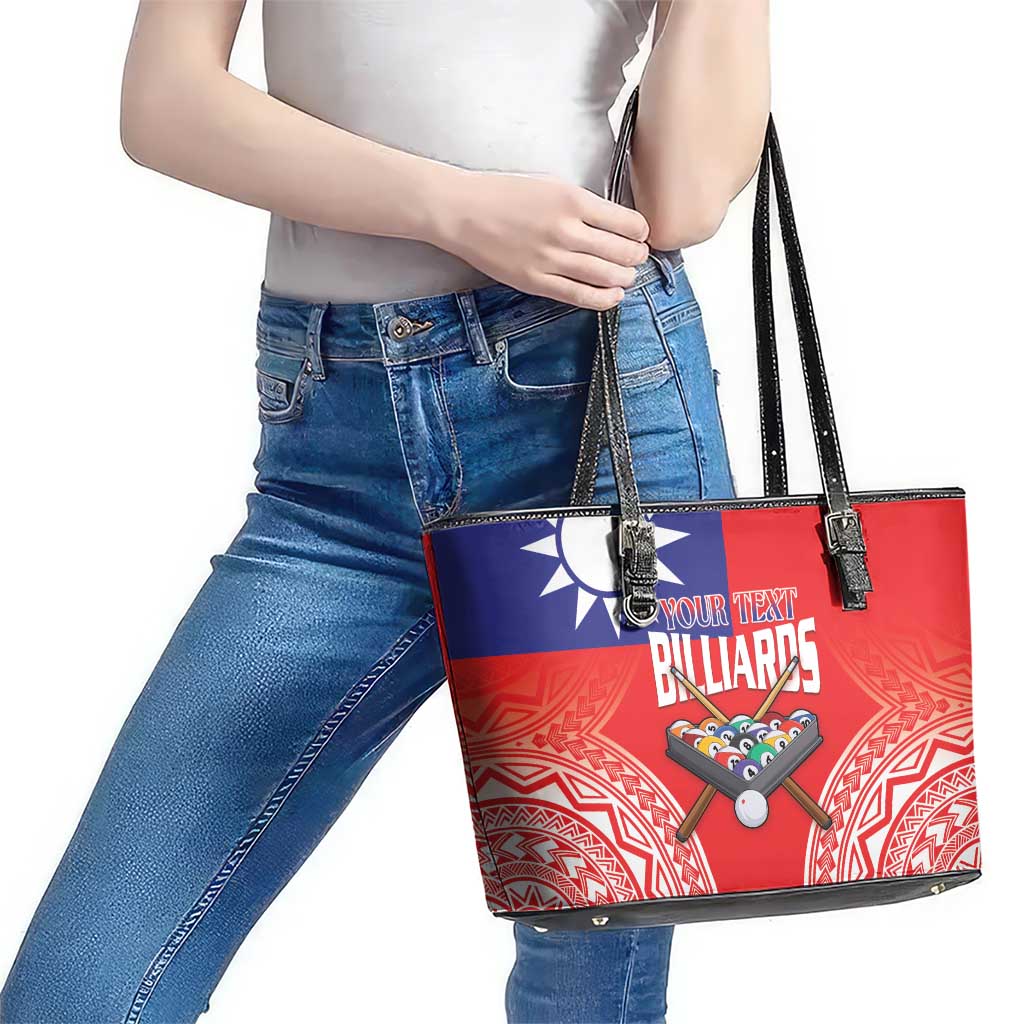 Personalised Taiwan Billiards Leather Tote Bag Eight-ball Pool Polynesia Tattoo - Polynesian Pride