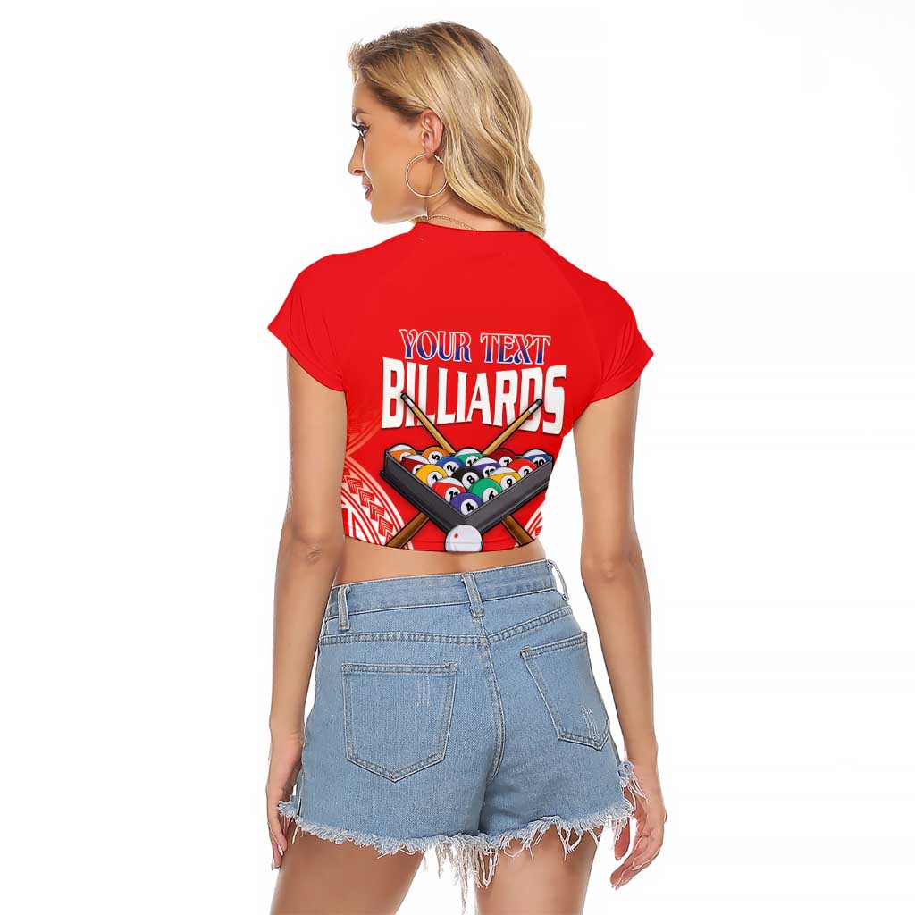 Personalised Taiwan Billiards Raglan Cropped T Shirt Eight-ball Pool Polynesia Tattoo - Polynesian Pride