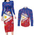Personalised Philippines Billiards Couples Matching Long Sleeve Bodycon Dress and Long Sleeve Button Shirt Cue With Balls Flag Style - Polynesian Pride