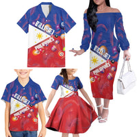Personalised Philippines Billiards Family Matching Off The Shoulder Long Sleeve Dress and Hawaiian Shirt Cue With Balls Flag Style LT14 - Polynesian Pride