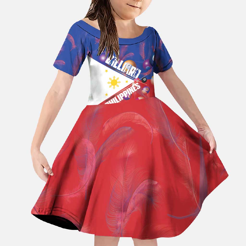 Personalised Philippines Billiards Family Matching Tank Maxi Dress and Hawaiian Shirt Cue With Balls Flag Style LT14 Daughter's Dress Red - Polynesian Pride
