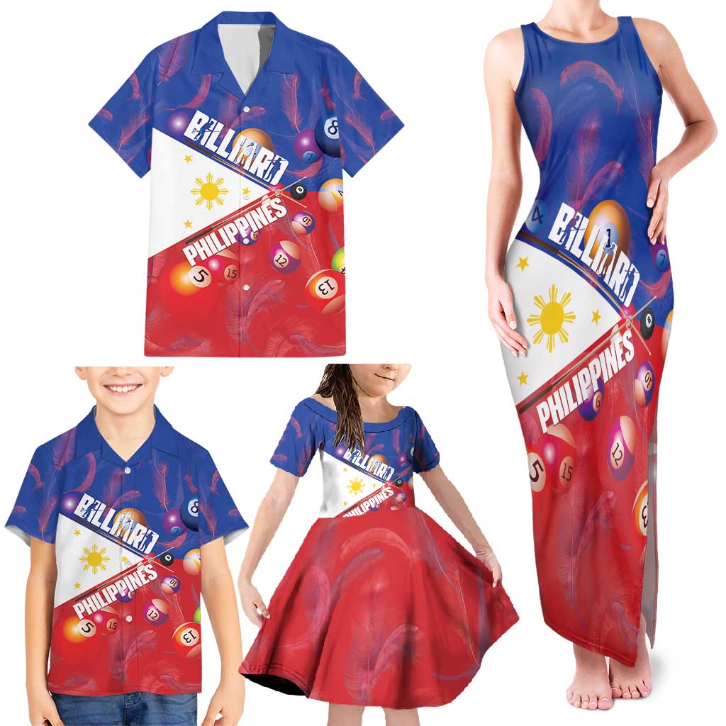 Personalised Philippines Billiards Family Matching Tank Maxi Dress and Hawaiian Shirt Cue With Balls Flag Style LT14 - Polynesian Pride