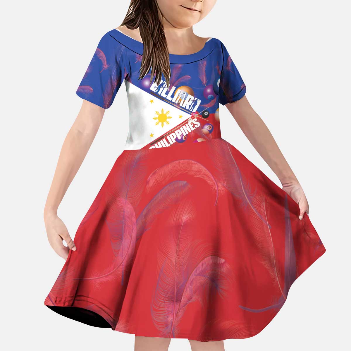 Personalised Philippines Billiards Kid Short Sleeve Dress Cue With Balls Flag Style - Polynesian Pride