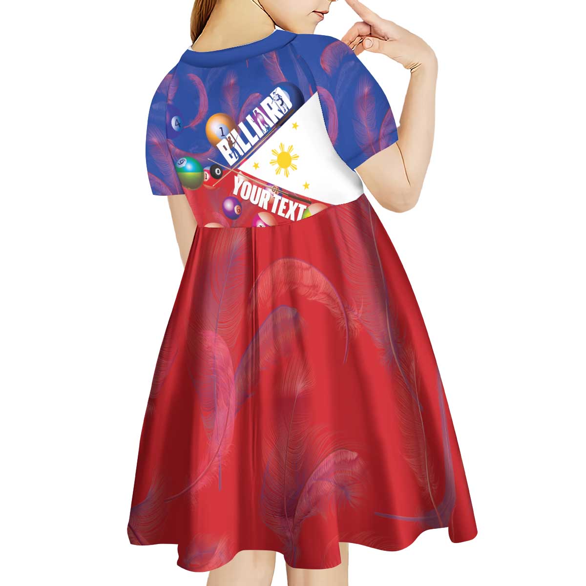 Personalised Philippines Billiards Kid Short Sleeve Dress Cue With Balls Flag Style - Polynesian Pride