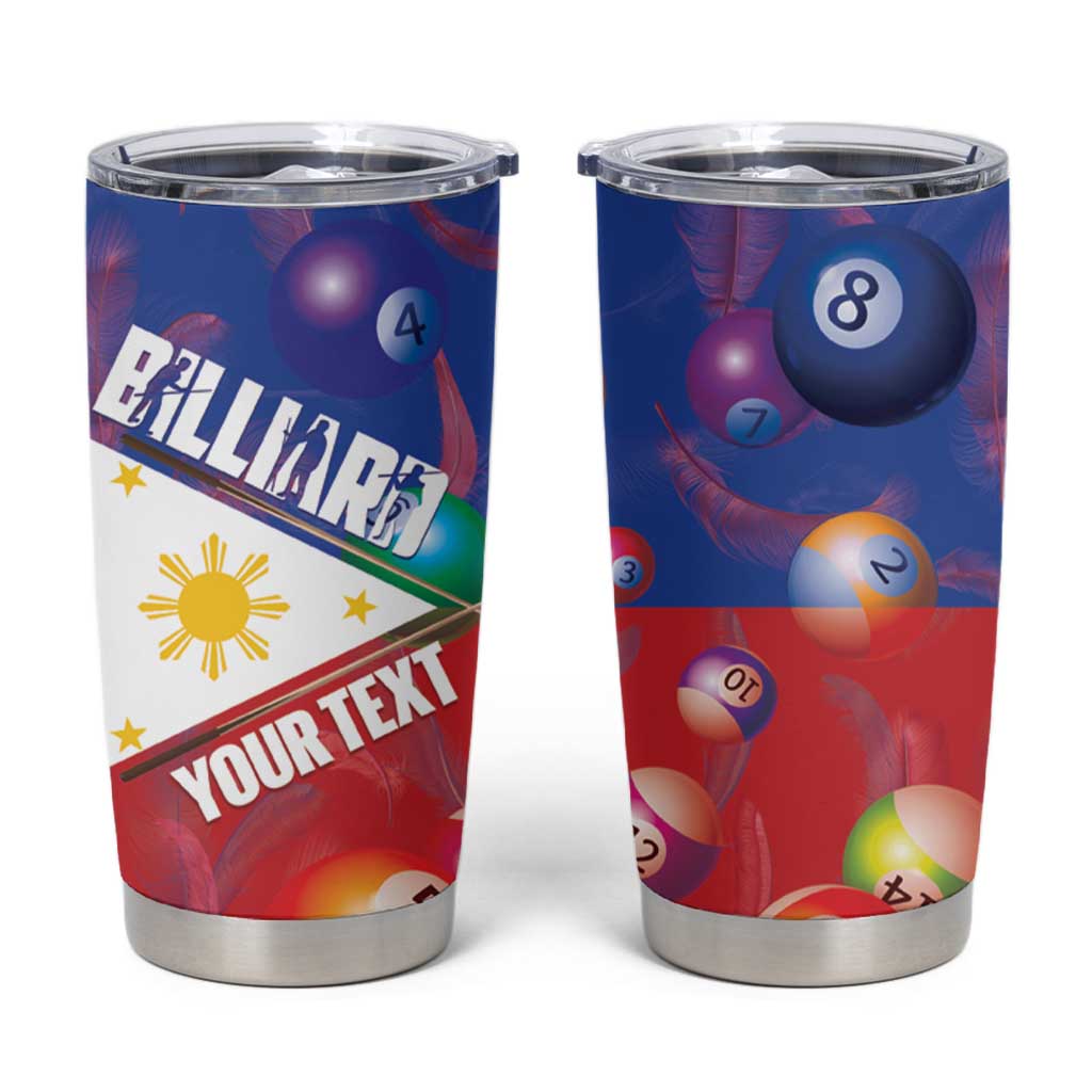 Personalised Philippines Billiards Tumbler Cup Cue With Balls Flag Style - Polynesian Pride