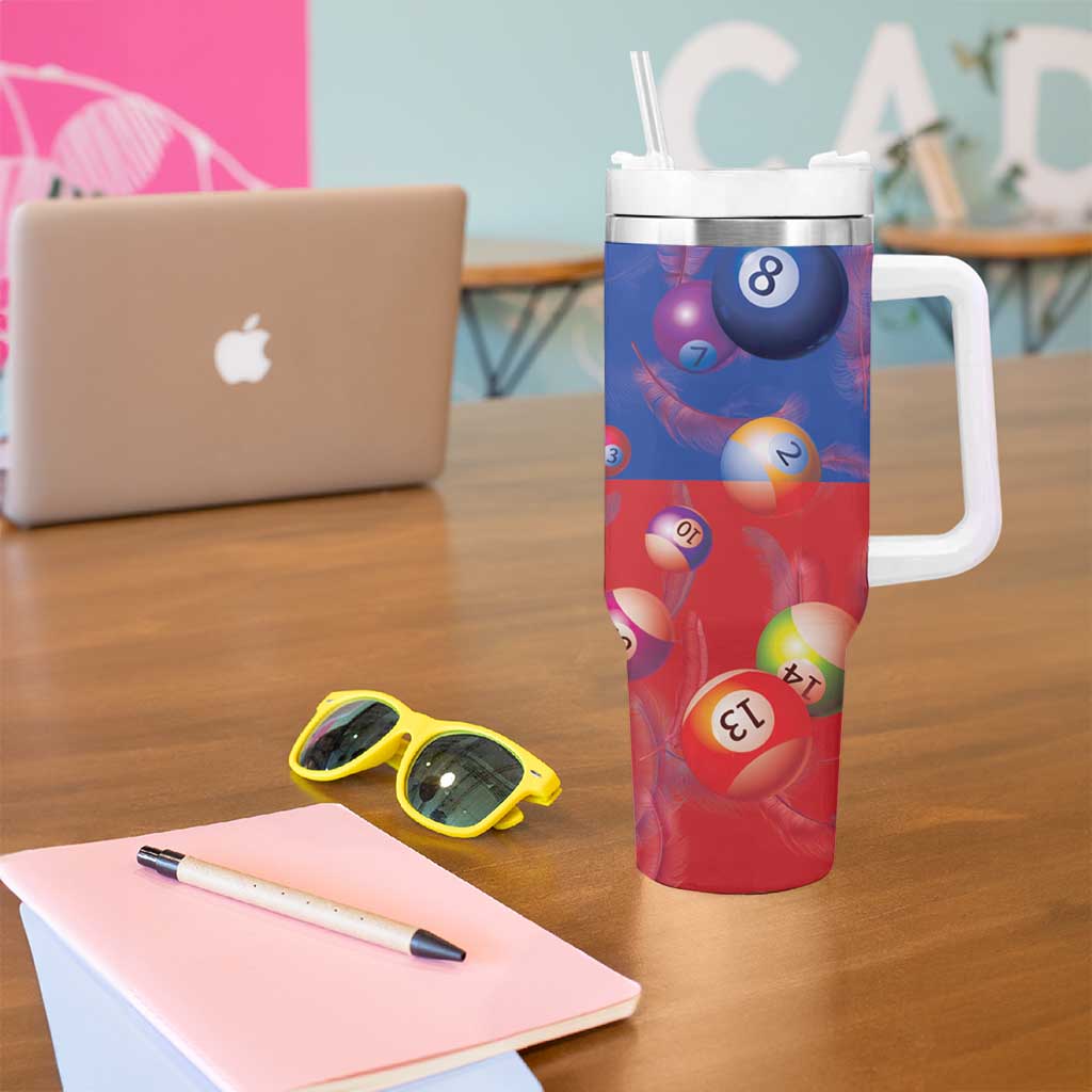 Personalised Philippines Billiards Tumbler With Handle Cue With Balls Flag Style - Polynesian Pride