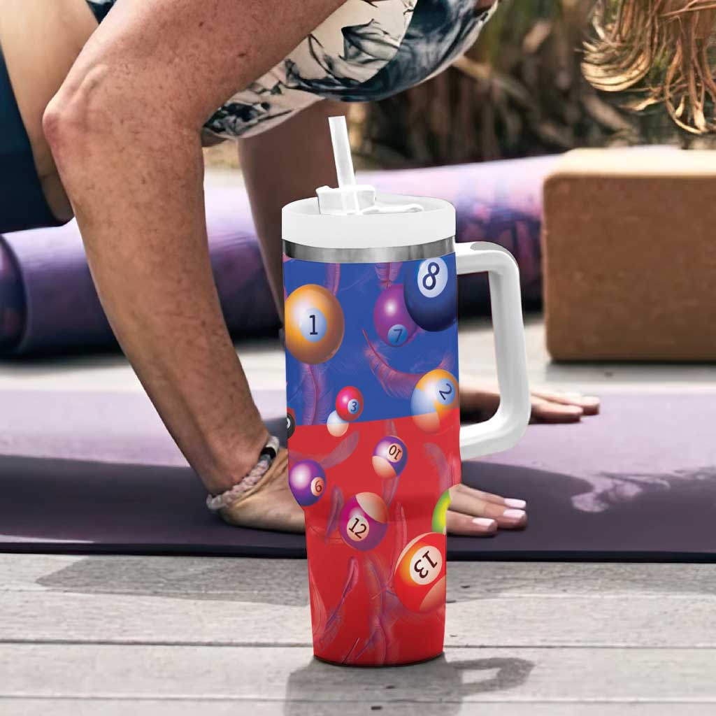 Personalised Philippines Billiards Tumbler With Handle Cue With Balls Flag Style - Polynesian Pride