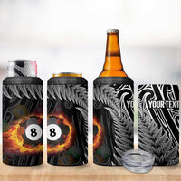 Personalised New Zealand Billiards 4 in 1 Can Cooler Tumbler Maori Fern On Fire 8 Ball LT14 - Polynesian Pride