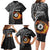 Personalised New Zealand Billiards Family Matching Long Sleeve Bodycon Dress and Hawaiian Shirt Maori Fern On Fire 8 Ball - Polynesian Pride