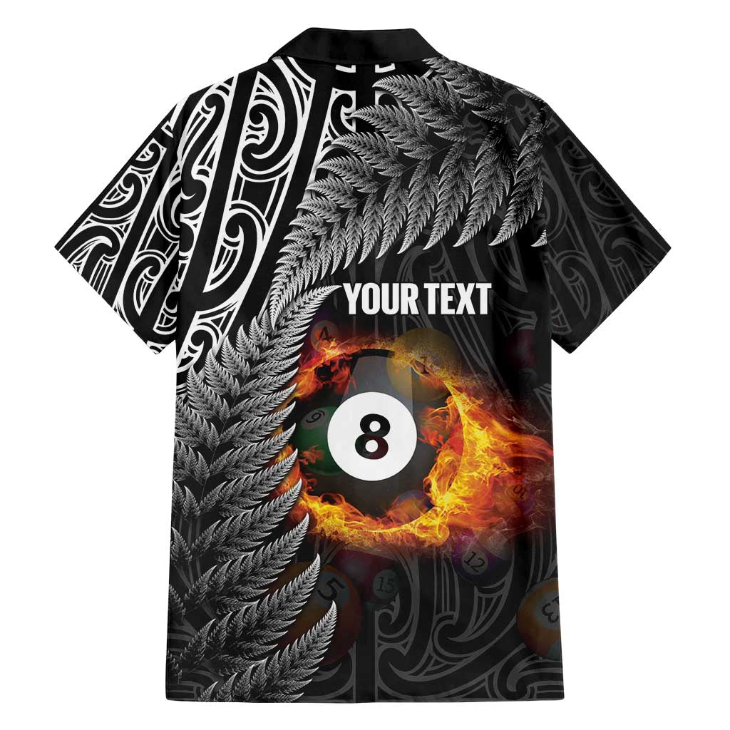 Personalised New Zealand Billiards Family Matching Off Shoulder Maxi Dress and Hawaiian Shirt Maori Fern On Fire 8 Ball LT14 - Polynesian Pride