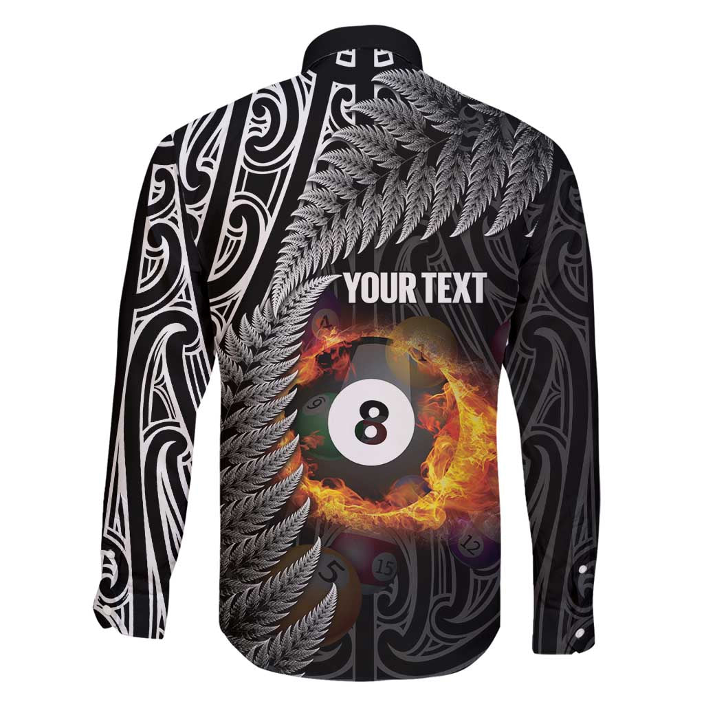 Personalised New Zealand Billiards Family Matching Off Shoulder Short Dress and Hawaiian Shirt Maori Fern On Fire 8 Ball LT14 - Polynesian Pride
