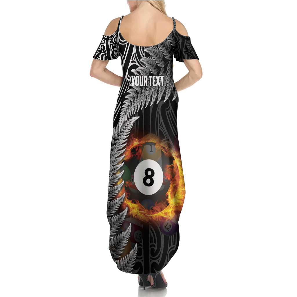 Personalised New Zealand Billiards Family Matching Summer Maxi Dress and Hawaiian Shirt Maori Fern On Fire 8 Ball LT14 - Polynesian Pride