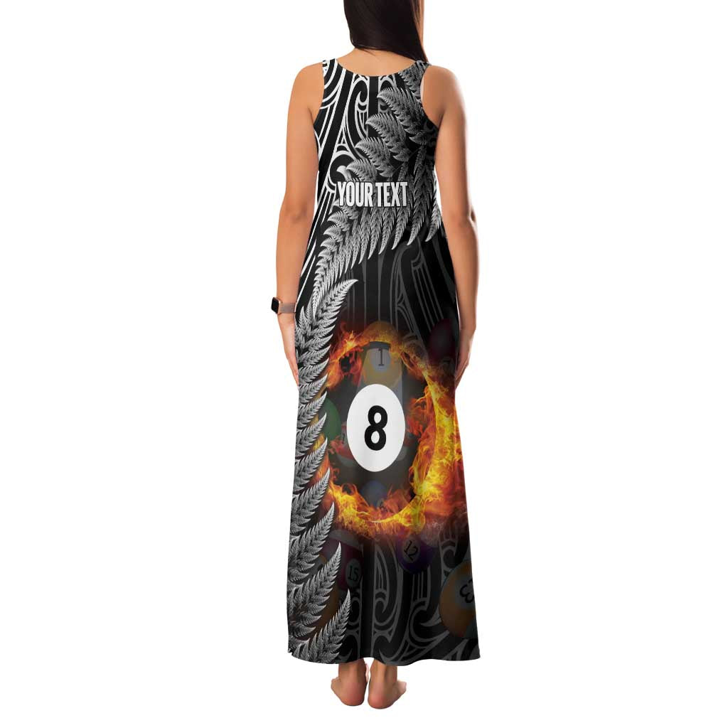 Personalised New Zealand Billiards Family Matching Tank Maxi Dress and Hawaiian Shirt Maori Fern On Fire 8 Ball LT14 - Polynesian Pride