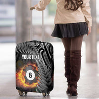 Personalised New Zealand Billiards Luggage Cover Maori Fern On Fire 8 Ball - Polynesian Pride