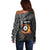 Personalised New Zealand Billiards Off Shoulder Sweater Maori Fern On Fire 8 Ball - Polynesian Pride