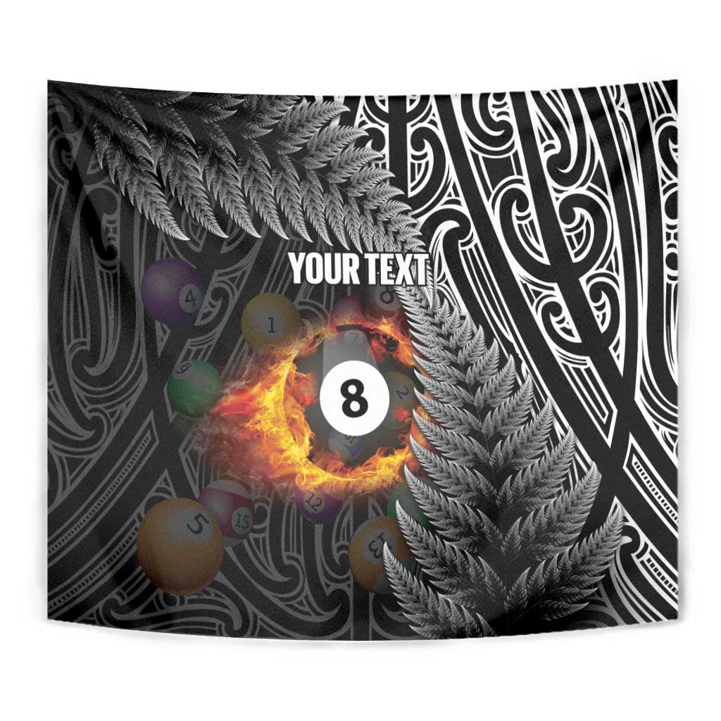 Personalised New Zealand Billiards Tapestry Maori Fern On Fire 8 Ball - Polynesian Pride