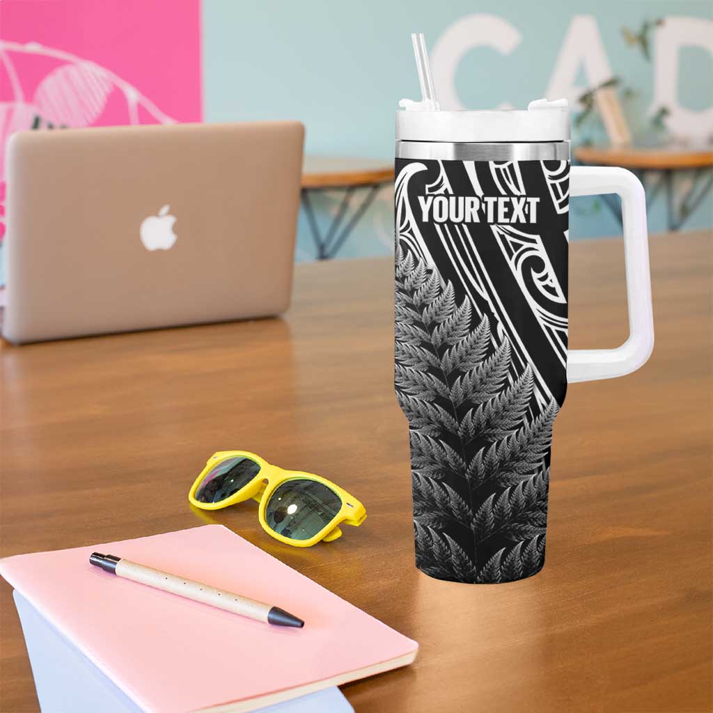 Personalised New Zealand Billiards Tumbler With Handle Maori Fern On Fire 8 Ball - Polynesian Pride