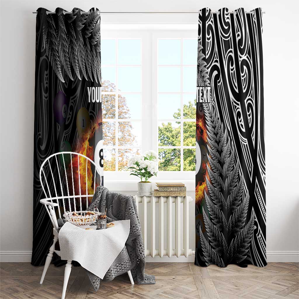 Personalised New Zealand Billiards Window Curtain Maori Fern On Fire 8 Ball - Polynesian Pride