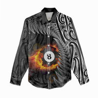 Personalised New Zealand Billiards Women Casual Shirt Maori Fern On Fire 8 Ball LT14 - Polynesian Pride