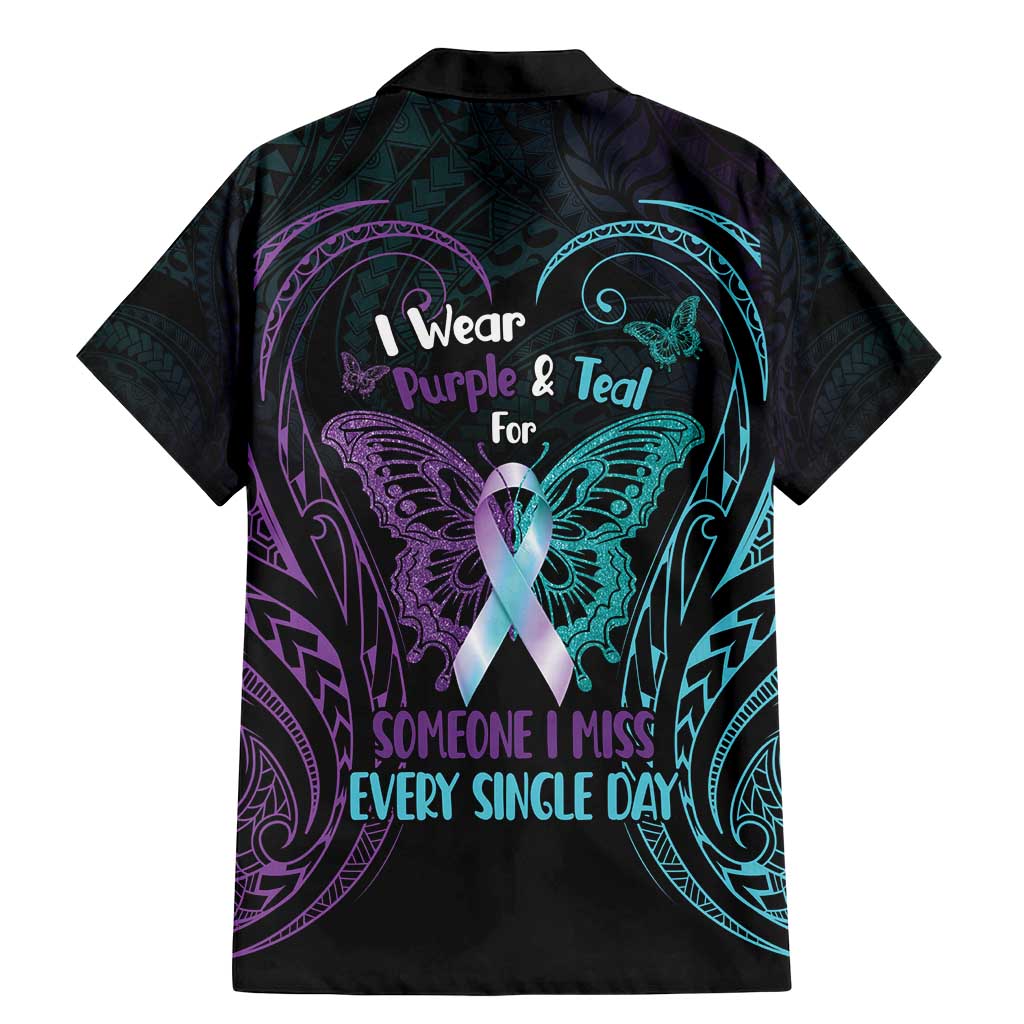 Suicide Awareness Memorial Family Matching Mermaid Dress and Hawaiian Shirt I Wear Purple and Teal For Someone I Miss LT14 - Polynesian Pride