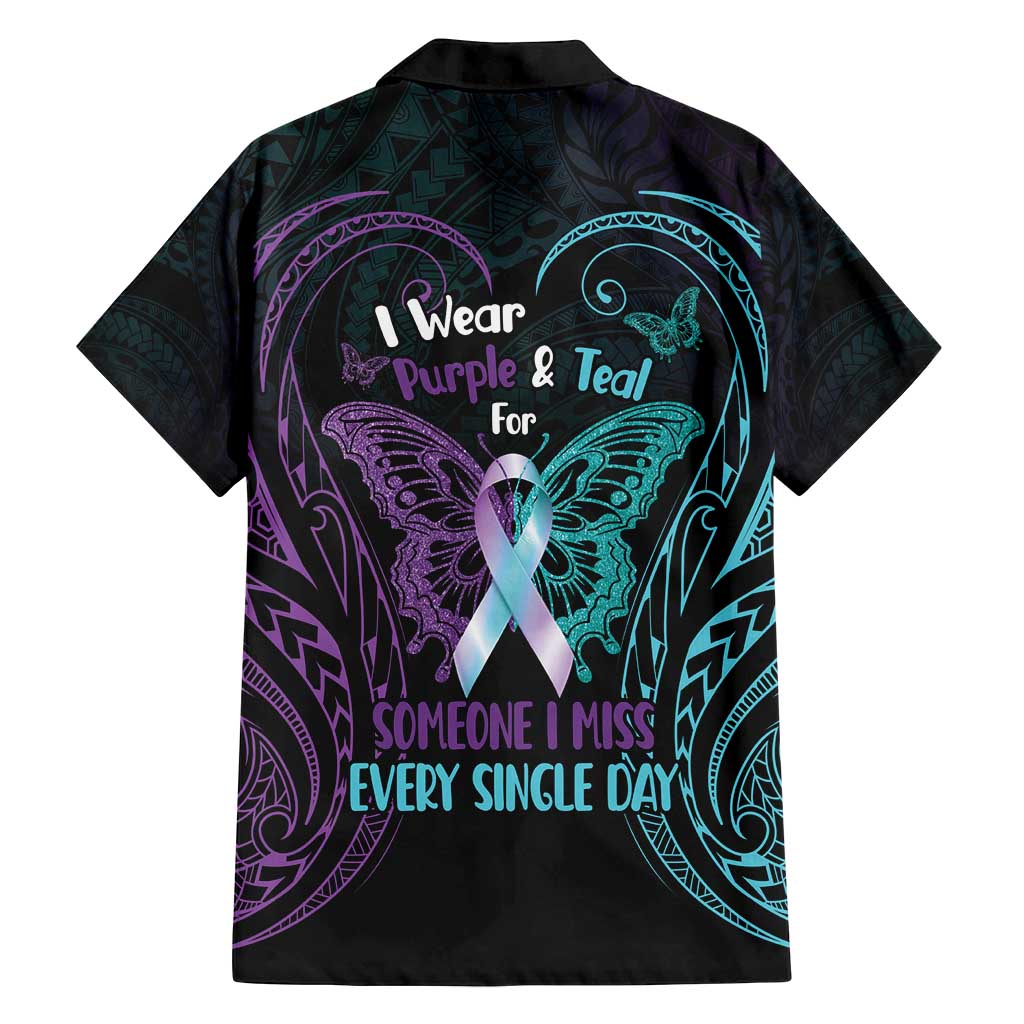 Suicide Awareness Memorial Family Matching Off Shoulder Maxi Dress and Hawaiian Shirt I Wear Purple and Teal For Someone I Miss LT14 - Polynesian Pride