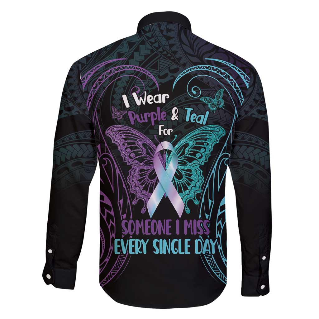 Suicide Awareness Memorial Family Matching Off Shoulder Maxi Dress and Hawaiian Shirt I Wear Purple and Teal For Someone I Miss LT14 - Polynesian Pride