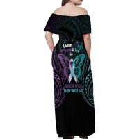 Suicide Awareness Memorial Family Matching Off Shoulder Maxi Dress and Hawaiian Shirt I Wear Purple and Teal For Someone I Miss LT14 - Polynesian Pride