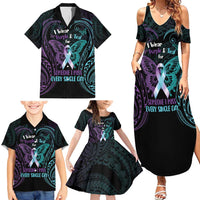 Suicide Awareness Memorial Family Matching Summer Maxi Dress and Hawaiian Shirt I Wear Purple and Teal For Someone I Miss LT14 - Polynesian Pride