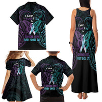 Suicide Awareness Memorial Family Matching Tank Maxi Dress and Hawaiian Shirt I Wear Purple and Teal For Someone I Miss LT14 - Polynesian Pride