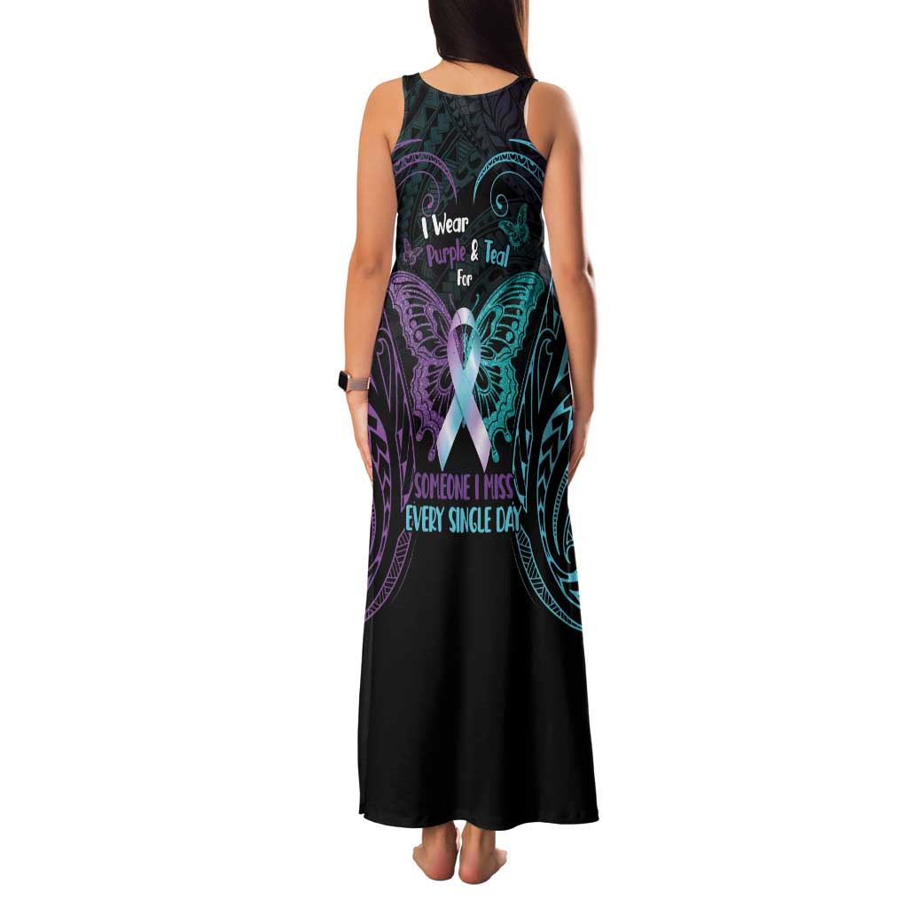 Suicide Awareness Memorial Family Matching Tank Maxi Dress and Hawaiian Shirt I Wear Purple and Teal For Someone I Miss LT14 - Polynesian Pride