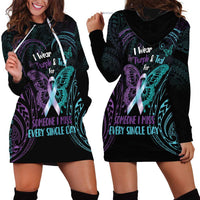 Suicide Awareness Memorial Hoodie Dress I Wear Purple and Teal For Someone I Miss LT14 - Polynesian Pride