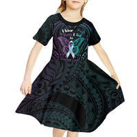 Suicide Awareness Memorial Kid Short Sleeve Dress I Wear Purple and Teal For Someone I Miss LT14 - Polynesian Pride