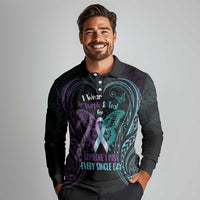 Suicide Awareness Memorial Long Sleeve Polo Shirt I Wear Purple and Teal For Someone I Miss LT14 - Polynesian Pride