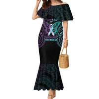 Suicide Awareness Memorial Mermaid Dress I Wear Purple and Teal For Someone I Miss LT14 Women Black - Polynesian Pride