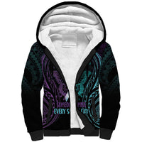 Suicide Awareness Memorial Sherpa Hoodie I Wear Purple and Teal For Someone I Miss LT14 Unisex Black - Polynesian Pride